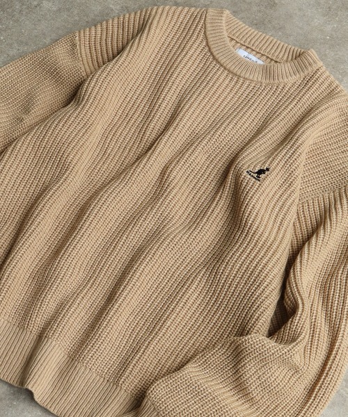 KANGOL(カンゴール)の「【KANGOL/カンゴール】ロゴ刺繍 畦編み クルーネック ニット セーター(ニット/セーター・メンズ・ブラック/ベージュ/ネイビー/アイボリー・M/L/XL)」の7枚目の写真