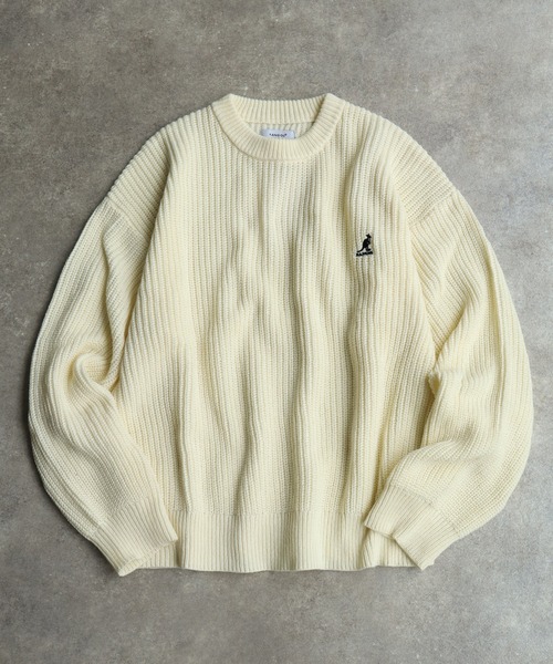 KANGOL(カンゴール)の「【KANGOL/カンゴール】ロゴ刺繍 畦編み クルーネック ニット セーター(ニット/セーター・メンズ・ブラック/ベージュ/ネイビー/アイボリー・M/L/XL)」の16枚目の写真