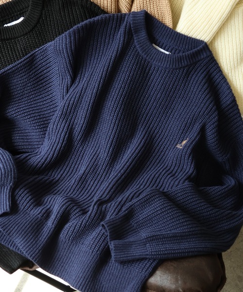 KANGOL(カンゴール)の「【KANGOL/カンゴール】ロゴ刺繍 畦編み クルーネック ニット セーター(ニット/セーター・メンズ・ブラック/ベージュ/ネイビー/アイボリー・M/L/XL)」の22枚目の写真