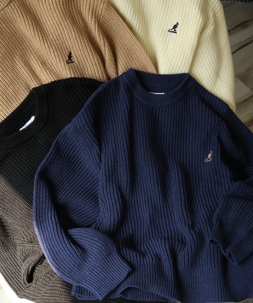 KANGOL(カンゴール)の「【KANGOL/カンゴール】ロゴ刺繍 畦編み クルーネック ニット セーター(ニット/セーター・メンズ・ブラック/ベージュ/ネイビー/アイボリー・M/L/XL)」の21枚目の写真