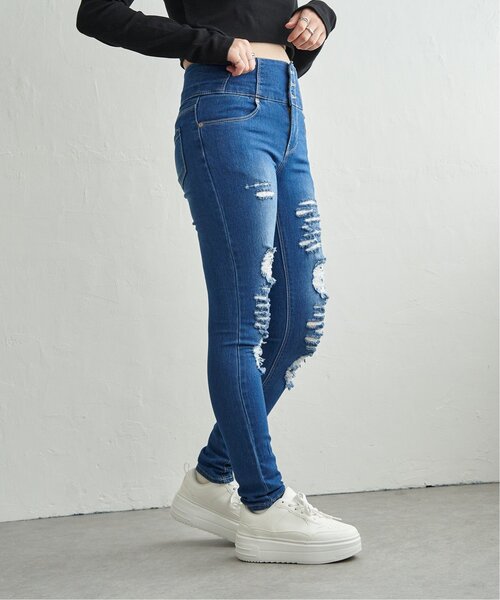 VENCEEXCHANGE(ヴァンスエクスチェンジ)の「ハイウエストダメージスキニーデニム(デニムパンツ・レディース・ダークブルー/ブラック/ブルー・SS/S/M/L)」の20枚目の写真