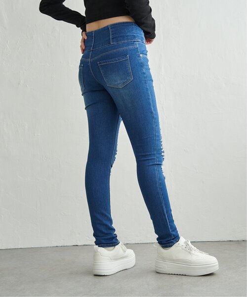 VENCEEXCHANGE(ヴァンスエクスチェンジ)の「ハイウエストダメージスキニーデニム(デニムパンツ・レディース・ダークブルー/ブラック/ブルー・SS/S/M/L)」の11枚目の写真