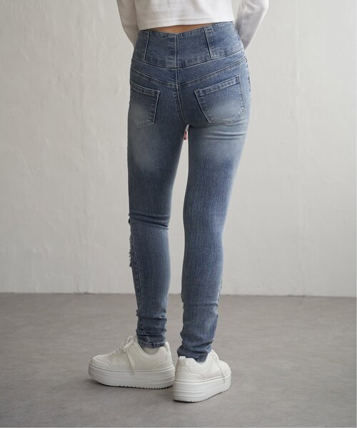 VENCEEXCHANGE(ヴァンスエクスチェンジ)の「ハイウエストダメージスキニーデニム(デニムパンツ・レディース・ダークブルー/ブラック/ブルー・SS/S/M/L)」の19枚目の写真