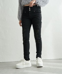 VENCEEXCHANGE | ハイウエストダメージスキニーデニム(デニムパンツ)