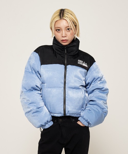 FIRST DOWN ダウンジャケット 黒/青 2WAY】FIRST DOWN ファーストダウン リバーシブルダウンジャケット