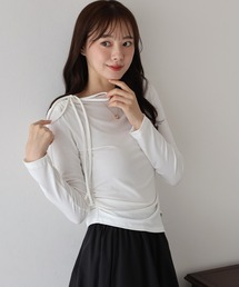 リボンアシンメトリーカットソー