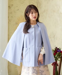 SALE⭐︎ローズティアラ希少web限定水色ショートコート大きいサイズ42〜46 Rose Tiara（ローズティアラ）の「【ブローチ付き】ケープショート