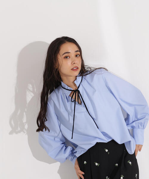 セール】ベロアリボンスキッパーブラウス（シャツ/ブラウス）｜N.（N