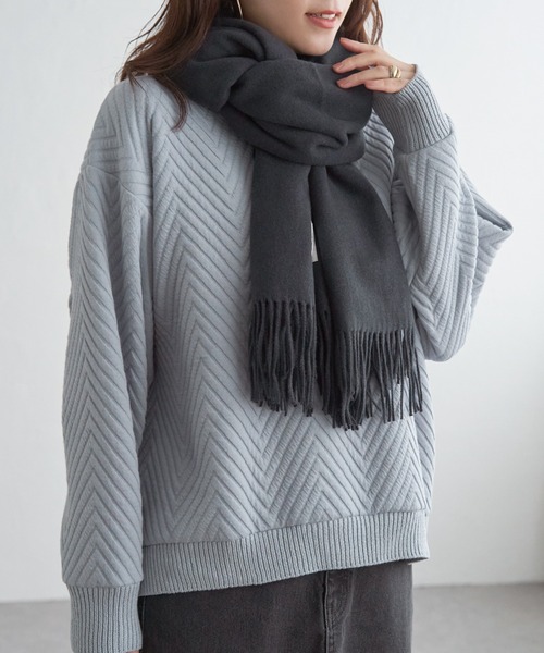 ikka（イッカ）の「カシミヤタッチカラーマフラー（マフラー・レディース・グリーン/チャコール/オレンジ/アイボリー/ブラウン系その他/グレー/ブルー・FREE）」の4枚目の写真