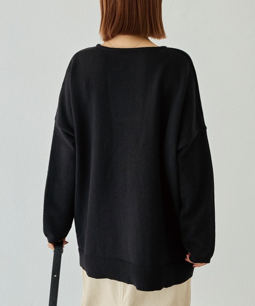 LAVEANGE(ラビアンジェ)の「【洗える】スキッパーニットプルオーバー(ニット/セーター・レディース・ブラウン/チャコールグレー/ブラック・4L/3L/F)」の7枚目の写真