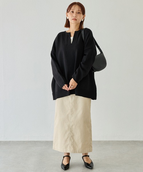 LAVEANGE(ラビアンジェ)の「【洗える】スキッパーニットプルオーバー(ニット/セーター・レディース・ブラウン/チャコールグレー/ブラック・4L/3L/F)」の8枚目の写真