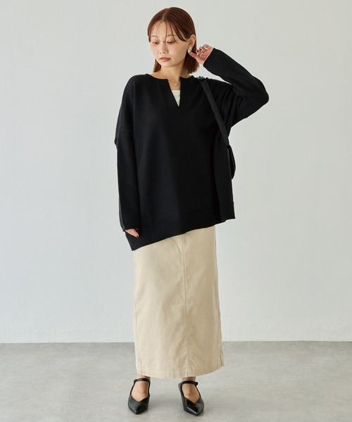 LAVEANGE(ラビアンジェ)の「【洗える】スキッパーニットプルオーバー(ニット/セーター・レディース・ブラウン/チャコールグレー/ブラック・4L/3L/F)」の9枚目の写真