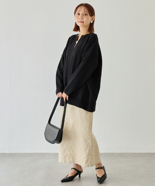 LAVEANGE(ラビアンジェ)の「【洗える】スキッパーニットプルオーバー(ニット/セーター・レディース・ブラウン/チャコールグレー/ブラック・4L/3L/F)」の10枚目の写真