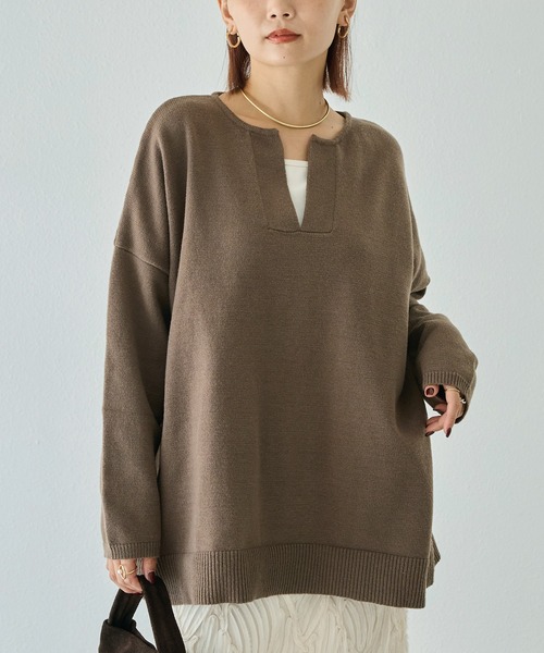 LAVEANGE(ラビアンジェ)の「【洗える】スキッパーニットプルオーバー(ニット/セーター・レディース・ブラウン/チャコールグレー/ブラック・4L/3L/F)」の22枚目の写真