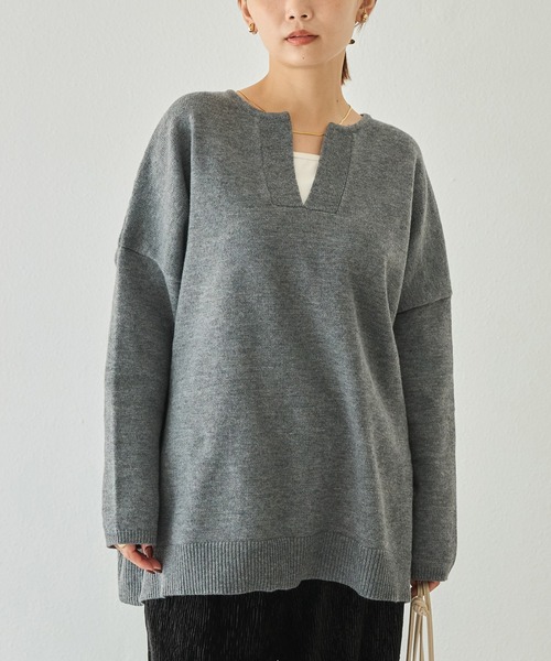 LAVEANGE(ラビアンジェ)の「【洗える】スキッパーニットプルオーバー(ニット/セーター・レディース・ブラウン/チャコールグレー/ブラック・4L/3L/F)」の14枚目の写真