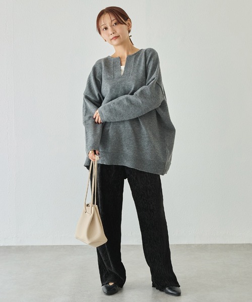 LAVEANGE(ラビアンジェ)の「【洗える】スキッパーニットプルオーバー(ニット/セーター・レディース・ブラウン/チャコールグレー/ブラック・4L/3L/F)」の17枚目の写真