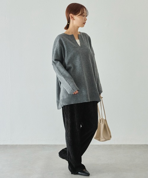 LAVEANGE(ラビアンジェ)の「【洗える】スキッパーニットプルオーバー(ニット/セーター・レディース・ブラウン/チャコールグレー/ブラック・4L/3L/F)」の18枚目の写真