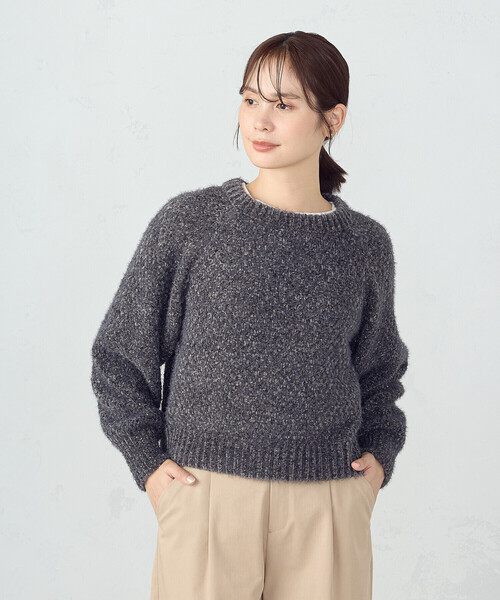 COMME CA ISM（コムサイズム）の「【ウォッシャブル】ミックスラメモールニット（ニット/セーター・レディース・チャコール/ホワイト/サックスブルー・FREE）」の3枚目の写真