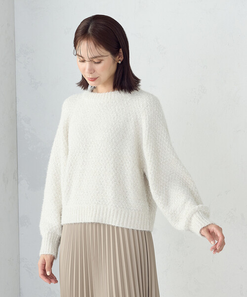 COMME CA ISM（コムサイズム）の「【ウォッシャブル】ミックスラメモールニット（ニット/セーター・レディース・チャコール/ホワイト/サックスブルー・FREE）」の10枚目の写真