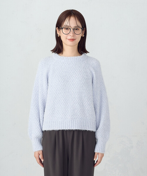 COMME CA ISM（コムサイズム）の「【ウォッシャブル】ミックスラメモールニット（ニット/セーター・レディース・チャコール/ホワイト/サックスブルー・FREE）」の19枚目の写真