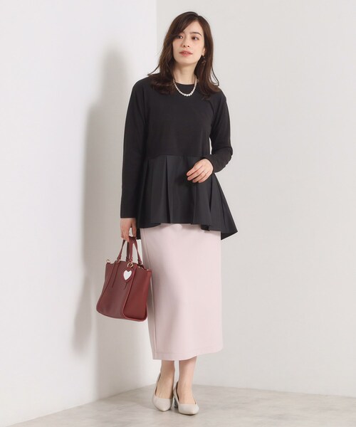 ITS'DEMO（イッツデモ）の「【洗濯機OK】布帛コンビ天竺トップス（Tシャツ/カットソー・レディース・ライトグレー/ブラック/オフホワイト・00）」の14枚目の写真