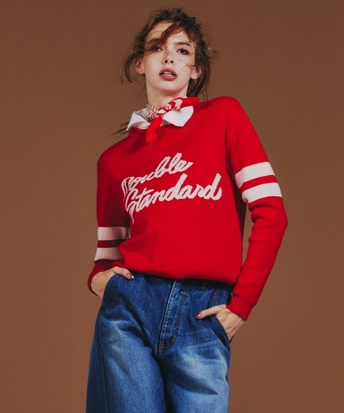 【極美品】ダブルスタンダードクロージング ロゴニットプルオーバー ダブスタ セール】ロゴニットプルオーバー（ニット/セーター）｜DOUBLE STANDARD