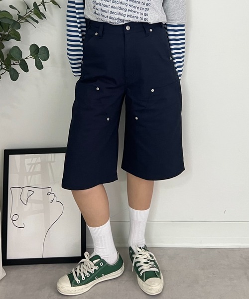 ZOZOMARKET（ゾゾマーケット）の「ZOZOMARKET by tomoka - ダブルニーショートチノ（チノパンツ・レディース・ネイビー・マルチサイズ）」の2枚目の写真