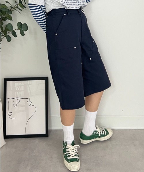 ZOZOMARKET（ゾゾマーケット）の「ZOZOMARKET by tomoka - ダブルニーショートチノ（チノパンツ・レディース・ネイビー・マルチサイズ）」の5枚目の写真