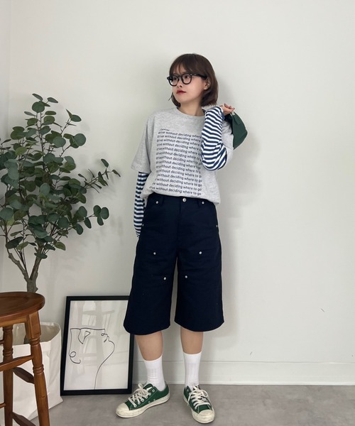 ZOZOMARKET（ゾゾマーケット）の「ZOZOMARKET by tomoka - ダブルニーショートチノ（チノパンツ・レディース・ネイビー・マルチサイズ）」の6枚目の写真