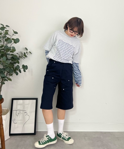 ZOZOMARKET（ゾゾマーケット）の「ZOZOMARKET by tomoka - ダブルニーショートチノ（チノパンツ・レディース・ネイビー・マルチサイズ）」の7枚目の写真