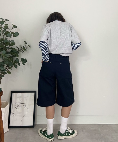 ZOZOMARKET（ゾゾマーケット）の「ZOZOMARKET by tomoka - ダブルニーショートチノ（チノパンツ・レディース・ネイビー・マルチサイズ）」の8枚目の写真