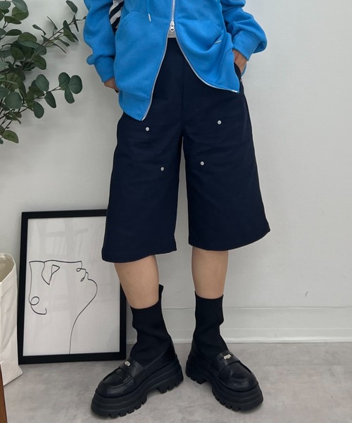 ZOZOMARKET（ゾゾマーケット）の「ZOZOMARKET by tomoka - ダブルニーショートチノ（チノパンツ・レディース・ネイビー・マルチサイズ）」の9枚目の写真