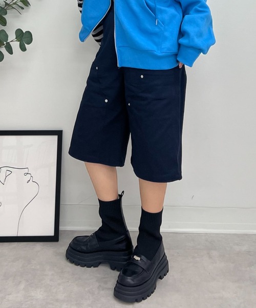 ZOZOMARKET（ゾゾマーケット）の「ZOZOMARKET by tomoka - ダブルニーショートチノ（チノパンツ・レディース・ネイビー・マルチサイズ）」の10枚目の写真