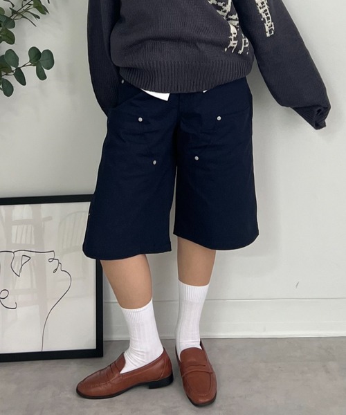 ZOZOMARKET（ゾゾマーケット）の「ZOZOMARKET by tomoka - ダブルニーショートチノ（チノパンツ・レディース・ネイビー・マルチサイズ）」の14枚目の写真