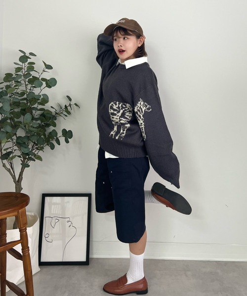 ZOZOMARKET（ゾゾマーケット）の「ZOZOMARKET by tomoka - ダブルニーショートチノ（チノパンツ・レディース・ネイビー・マルチサイズ）」の17枚目の写真