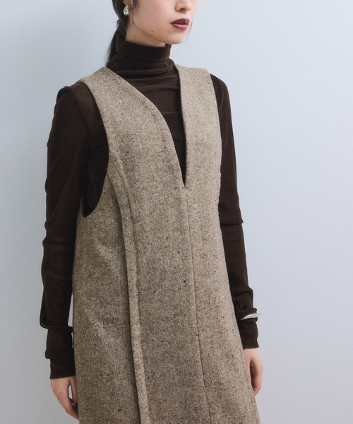 ADAM ET ROPE'(アダムエロペ)の「【WEB限定】ストレートセミツイードワンピース(ワンピース・レディース・ブラック系その他/チャコールグレー/ベージュ系その他・36/38)」の16枚目の写真
