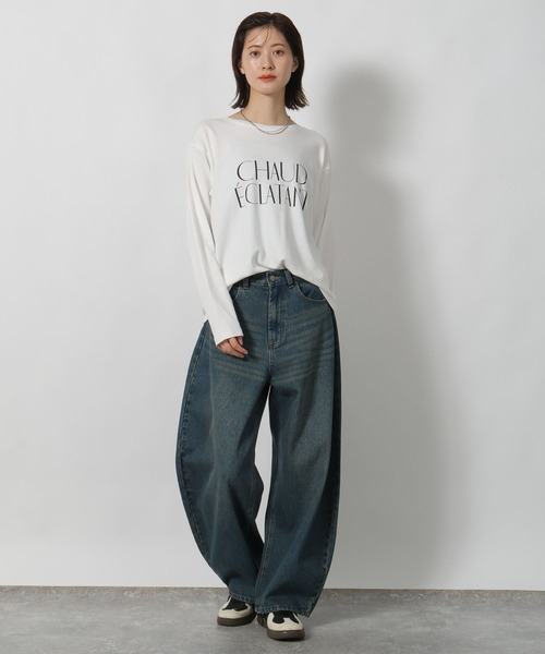 LAKOLE（ラコレ）の「アソートロゴプリント長袖 / 588969（Tシャツ/カットソー・レディース・ベージュ/オフホワイト/グレー/ブラック・FREE）」の14枚目の写真