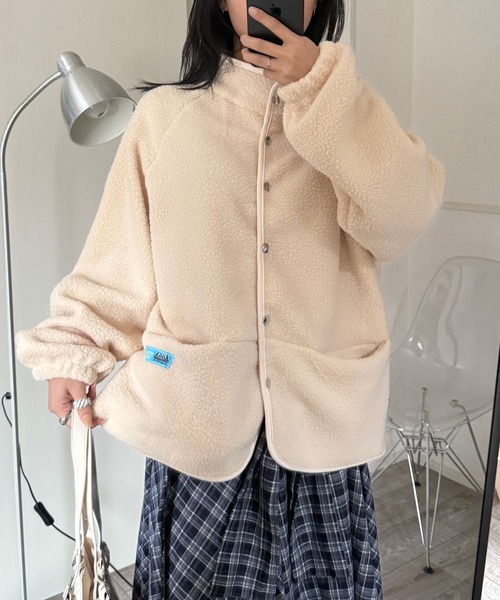 セール】【Nu】ボアフリースジャケット（ノーカラージャケット）｜Nu