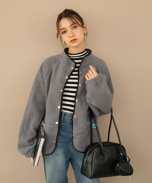 セール】【Nu】ボアフリースジャケット（ノーカラージャケット）｜Nu