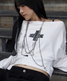 【FANCY CLUB】BOATNECK RIBBON TIE SWEATSHIRT / 【ファンシークラブ】ボートネックリボンタイスウェット長袖Tシャツ