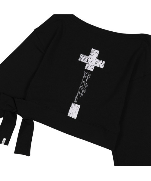 FANCY CLUB(ファンシークラブ)の「【FANCY CLUB】BOATNECK RIBBON TIE SWEATSHIRT / 【ファンシークラブ】ボートネックリボンタイスウェット長袖Tシャツ(スウェット・レディース・ブラック/ホワイト・ONE SIZE)」の13枚目の写真