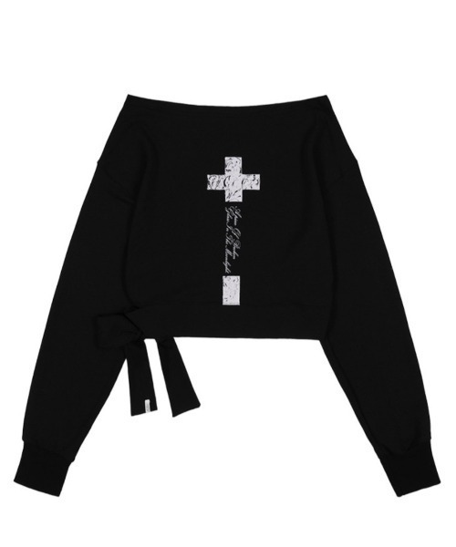 FANCY CLUB(ファンシークラブ)の「【FANCY CLUB】BOATNECK RIBBON TIE SWEATSHIRT / 【ファンシークラブ】ボートネックリボンタイスウェット長袖Tシャツ(スウェット・レディース・ブラック/ホワイト・ONE SIZE)」の15枚目の写真