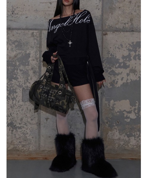 FANCY CLUB(ファンシークラブ)の「【FANCY CLUB】BOATNECK RIBBON TIE SWEATSHIRT / 【ファンシークラブ】ボートネックリボンタイスウェット長袖Tシャツ(スウェット・レディース・ブラック/ホワイト・ONE SIZE)」の22枚目の写真