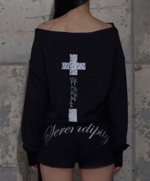 FANCY CLUB(ファンシークラブ)の「【FANCY CLUB】BOATNECK RIBBON TIE SWEATSHIRT / 【ファンシークラブ】ボートネックリボンタイスウェット長袖Tシャツ(スウェット・レディース・ブラック/ホワイト・ONE SIZE)」の19枚目の写真
