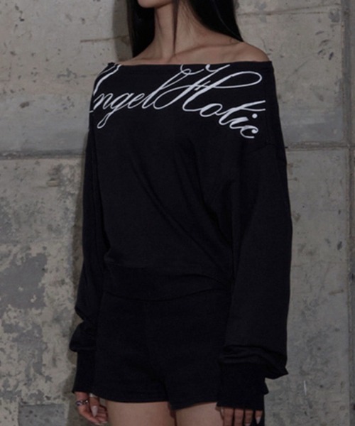 FANCY CLUB(ファンシークラブ)の「【FANCY CLUB】BOATNECK RIBBON TIE SWEATSHIRT / 【ファンシークラブ】ボートネックリボンタイスウェット長袖Tシャツ(スウェット・レディース・ブラック/ホワイト・ONE SIZE)」の20枚目の写真