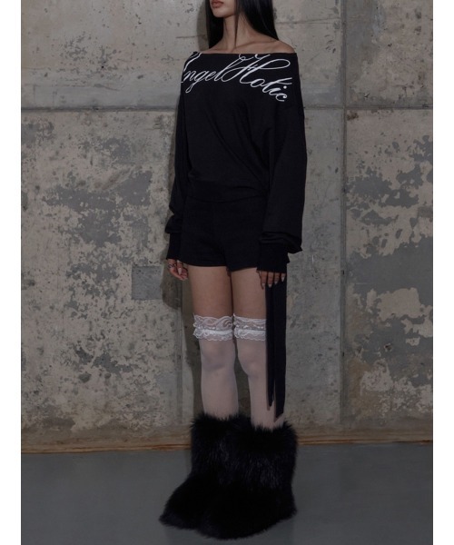 FANCY CLUB(ファンシークラブ)の「【FANCY CLUB】BOATNECK RIBBON TIE SWEATSHIRT / 【ファンシークラブ】ボートネックリボンタイスウェット長袖Tシャツ(スウェット・レディース・ブラック/ホワイト・ONE SIZE)」の17枚目の写真