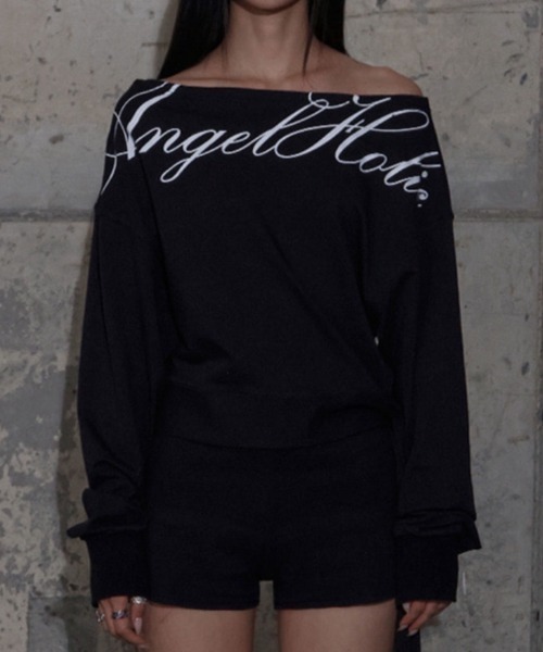 FANCY CLUB(ファンシークラブ)の「【FANCY CLUB】BOATNECK RIBBON TIE SWEATSHIRT / 【ファンシークラブ】ボートネックリボンタイスウェット長袖Tシャツ(スウェット・レディース・ブラック/ホワイト・ONE SIZE)」の21枚目の写真