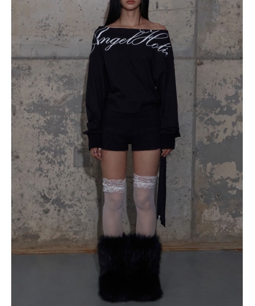 FANCY CLUB(ファンシークラブ)の「【FANCY CLUB】BOATNECK RIBBON TIE SWEATSHIRT / 【ファンシークラブ】ボートネックリボンタイスウェット長袖Tシャツ(スウェット・レディース・ブラック/ホワイト・ONE SIZE)」の18枚目の写真