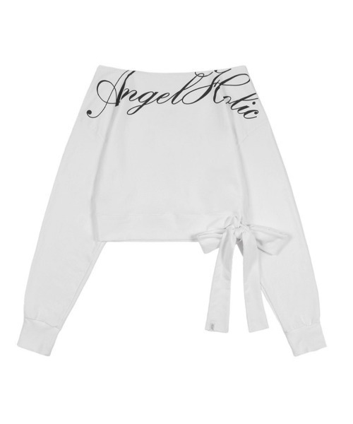 FANCY CLUB(ファンシークラブ)の「【FANCY CLUB】BOATNECK RIBBON TIE SWEATSHIRT / 【ファンシークラブ】ボートネックリボンタイスウェット長袖Tシャツ(スウェット・レディース・ブラック/ホワイト・ONE SIZE)」の4枚目の写真
