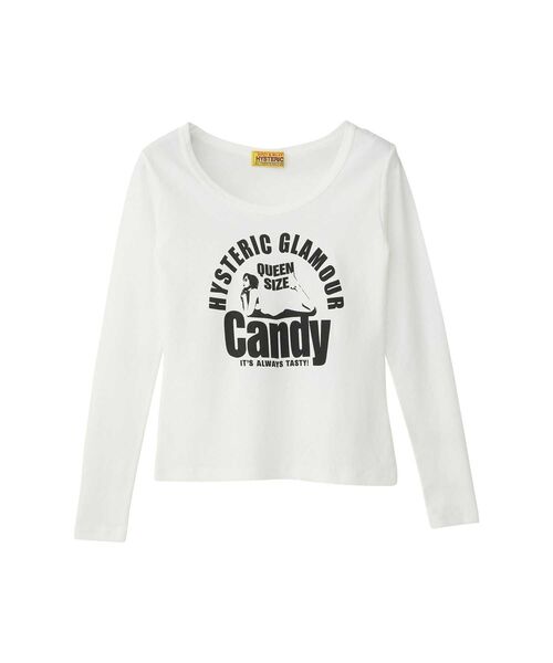 HYSTERIC GLAMOUR（ヒステリックグラマー）の「QUEEN SIZE CANDY チビTシャツ（Tシャツ/カットソー・レディース・ピンク系その他/ブラック/ホワイト・FREE）」の2枚目の写真